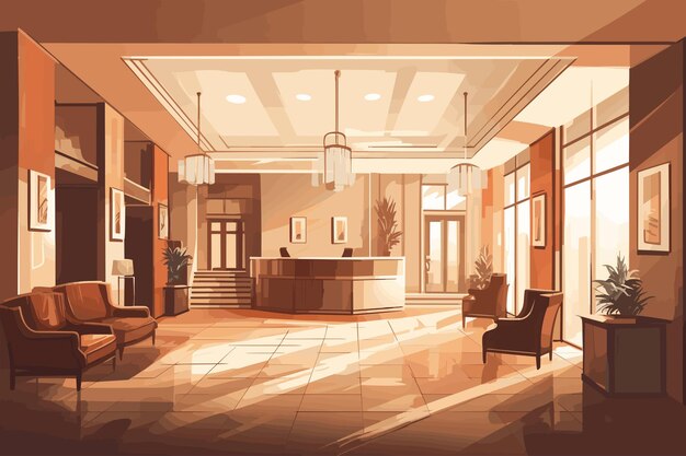 Photo interior of a classic hall with columns vector art illustration