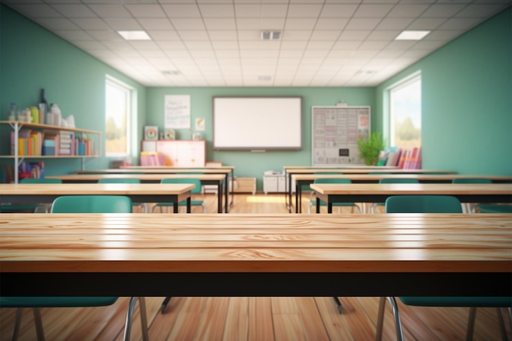 Photo interior of classroom empty education concept
