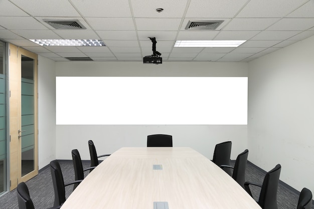 Interior conference room, meeting room, boardroom, Classroom, Office, with white projector board.