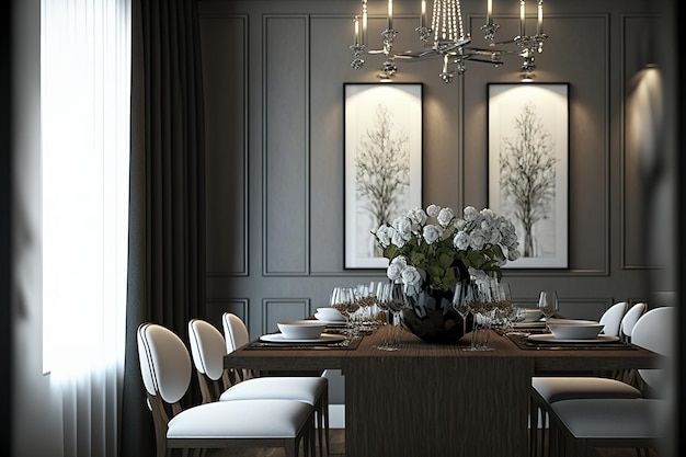 Interior of a contemporary elegant dining room