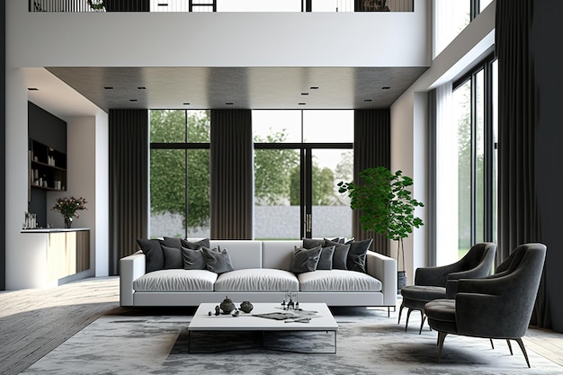 Interior of a contemporary large living room