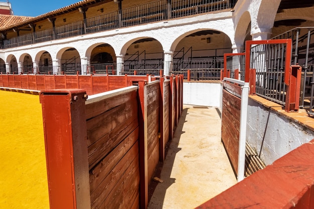 Photo interior corridor inside the barrier of the bullring of almaden spain