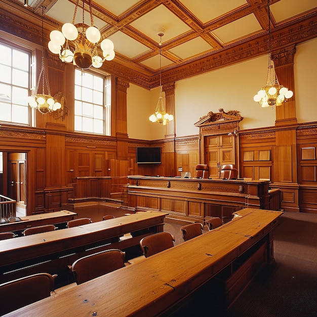 Photo interior of a courtroom