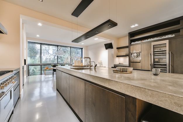 Interior of a cozy kitchen in a luxury house