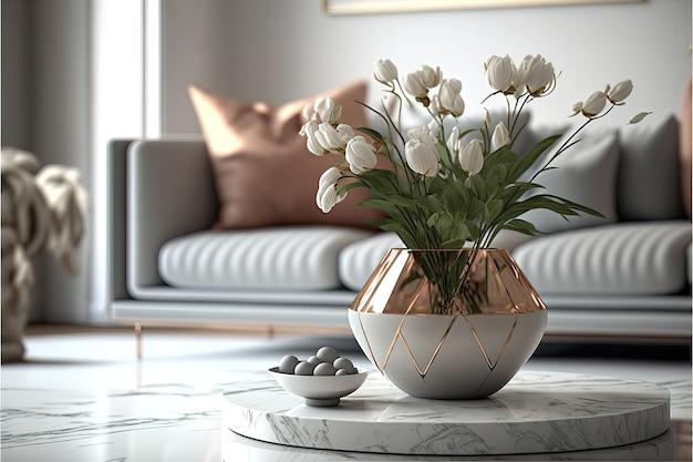 interior decor corner with glassware and flowers luxury design generative AI