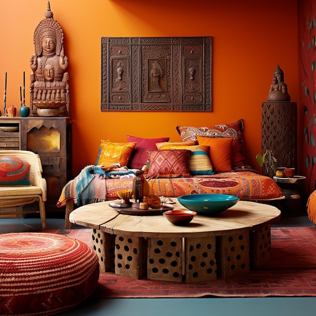 Photo interior decoration inspired by indian style