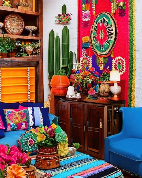 Interior decoration inspired by mexican folklore