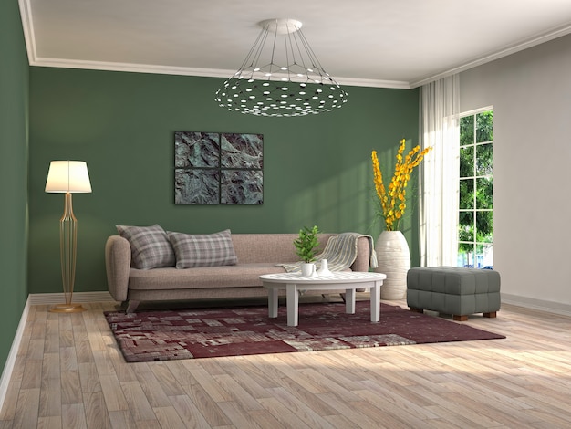 Interior design 3d illustration of living room