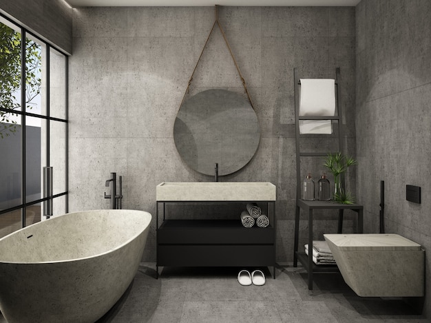 Interior design for bathroom in modern style