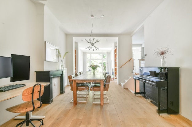 Interior design of bright and beautiful dining room