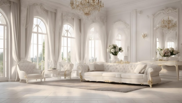 Interior design classic white