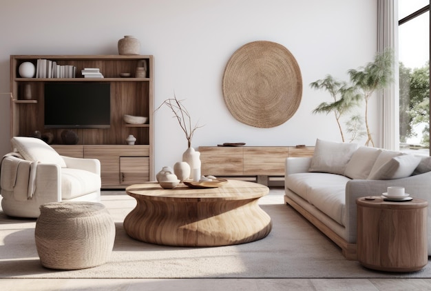 Interior design composition in a modern living room