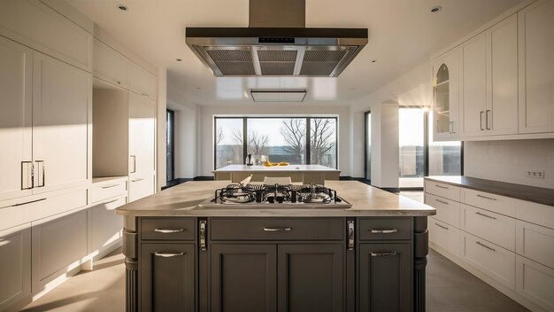 Interior design construction of a kitchen with cooker extractor