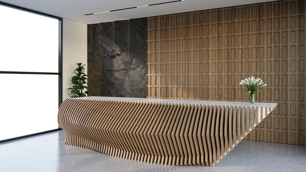 Photo interior design contemporary and luxurious modern reception desk 3d illustration rendering