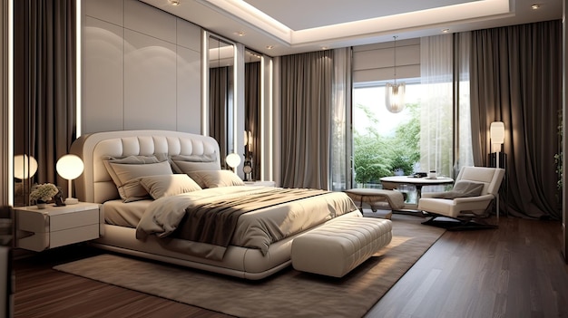 Interior design of a cozy and stylish bedroom