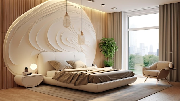 Interior design of a cozy and stylish bedroom