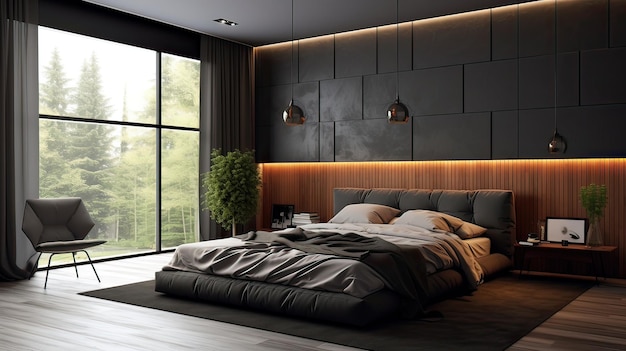 Interior design of a cozy and stylish bedroom