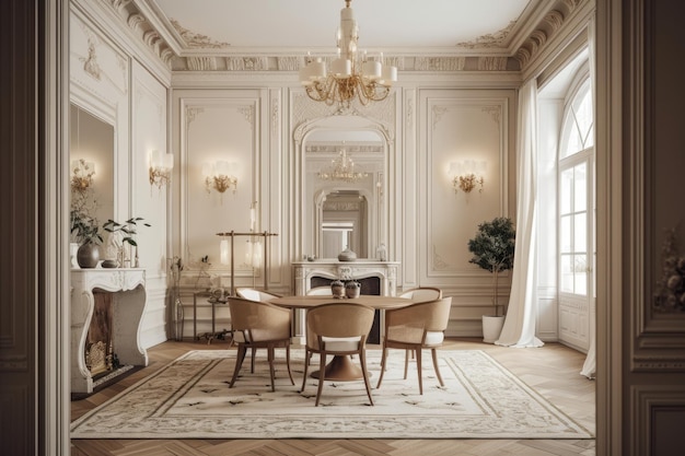 Interior design example of a dining room in the classical style