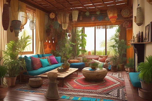 Interior design of a home Bohemian style