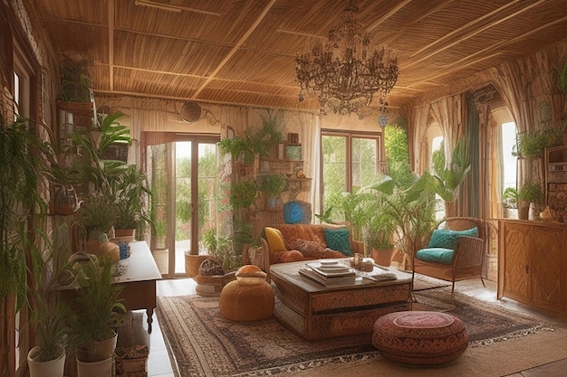 Interior design of a home Bohemian style