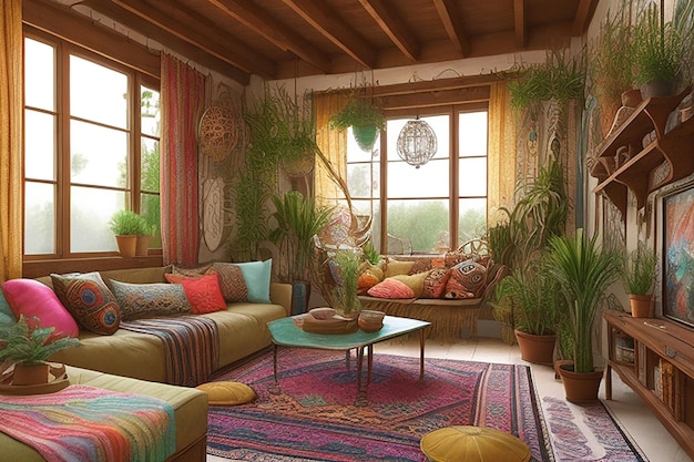 Interior design of a home Bohemian style