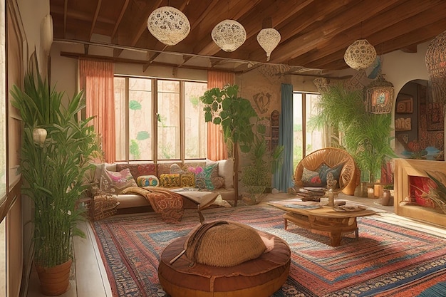 Interior design of a home Bohemian style