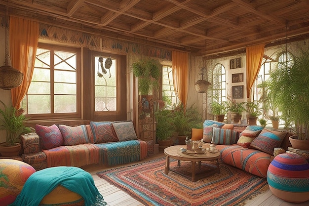 Interior design of a home Bohemian style