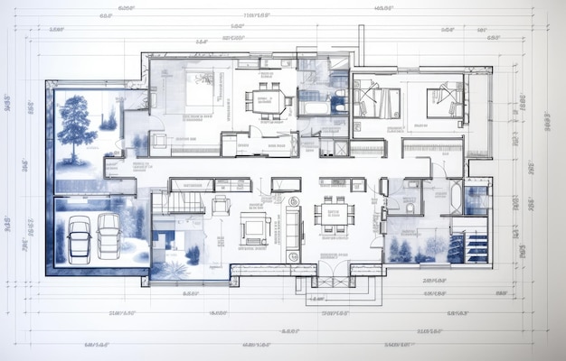 Проект дизайна интерьера дома и план архитектуры дома