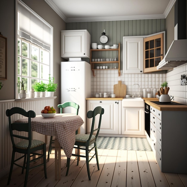 Interior Design Ideas for a Kitchen Room Generative AI