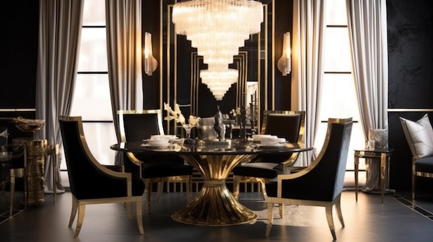 Interior design inspiration of Art Deco Glam style dining room loveliness