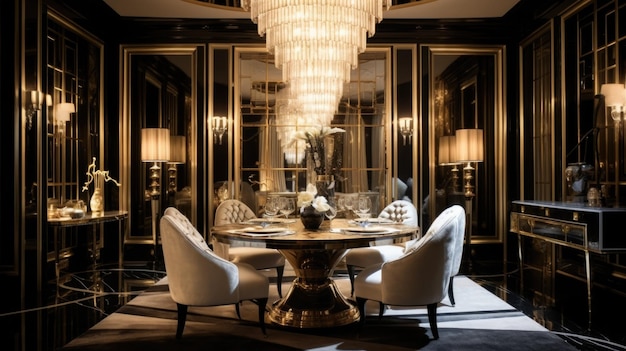 Interior design inspiration of Art Deco Glam style dining room loveliness