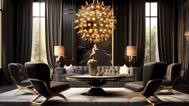 Interior design inspiration of Art Deco Glam style dining room loveliness