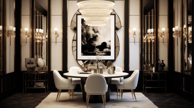 Interior design inspiration of Art Deco Glamorous style dining room loveliness