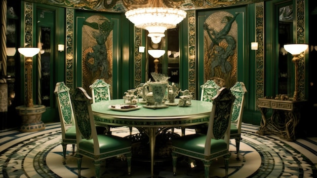 Interior design inspiration of Art Nouveau Art Deco style dining room loveliness