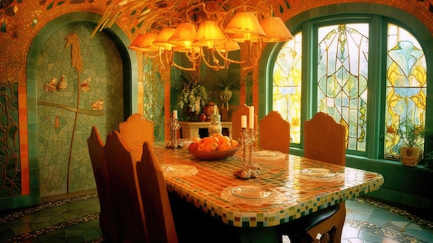 Interior design inspiration of Art Nouveau Bohemian style dining room loveliness