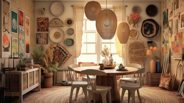 Interior design inspiration of bohemian eclectic style dining room loveliness