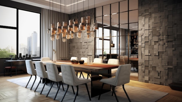 Interior design inspiration of Contemporary Industrial style dining room loveliness