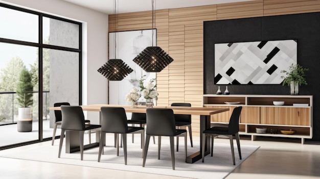 Interior design inspiration of Contemporary Minimalist style dining room loveliness