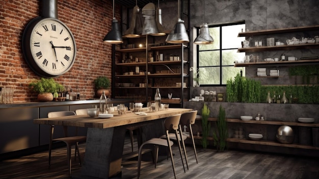 Interior design inspiration of Industrial Rustic style dining room loveliness