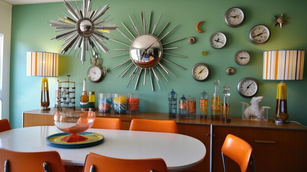 Photo interior design inspiration of midcentury modern retro style dining room loveliness