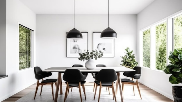 Photo interior design inspiration of scandinavian midcentury modern style dining room loveliness