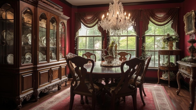 Photo interior design inspiration of traditional classic style dining room loveliness