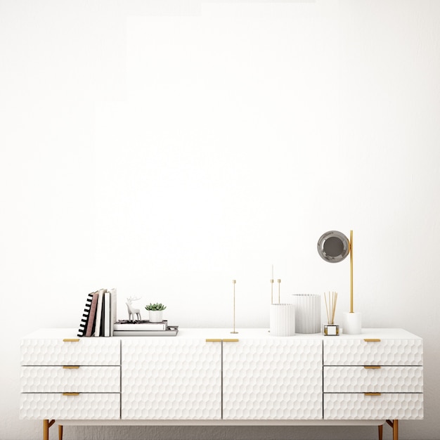 Interior design per zona giorno in stile scandinavo