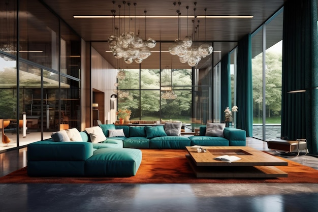 Interior design of living room in luxury home architecture design with elegant luxury style modern house Modern Cozy apartment Home decor Contemporary Vision and Architechture Generative AI