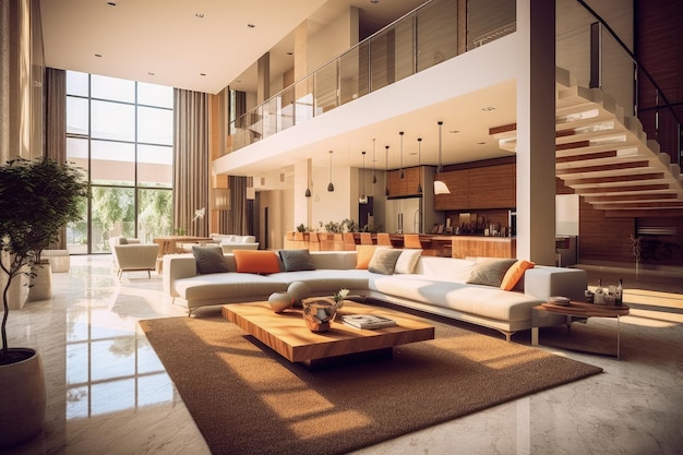 Interior design of living room in luxury home architecture design with elegant luxury style modern house Modern Cozy apartment Home decor Contemporary Vision and Architechture Generative AI
