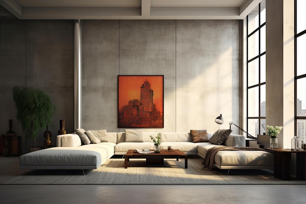 Interior Design Living room with big empty wall