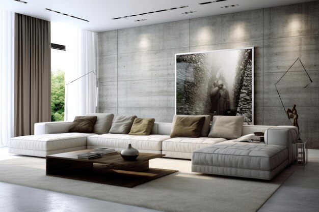 Interior Design Living room with big empty wall