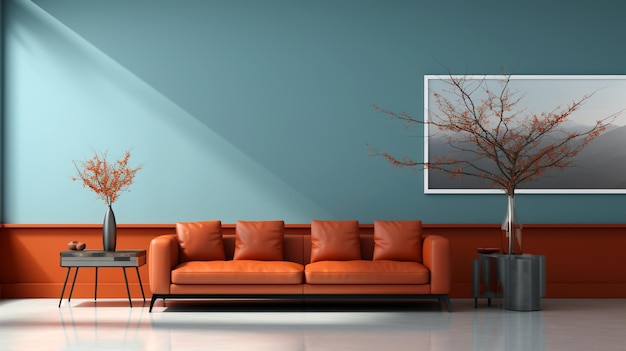 Interior design of a loft or room with a sofa real estate flyer interior design