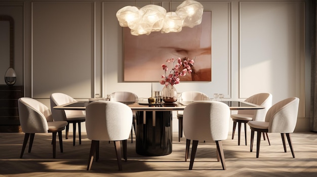 Interior design of luxury apartment dining room