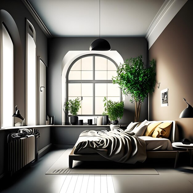 Interior Design modern bedroom room Plants